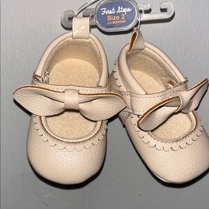 Cream Baby Shoes with Bow